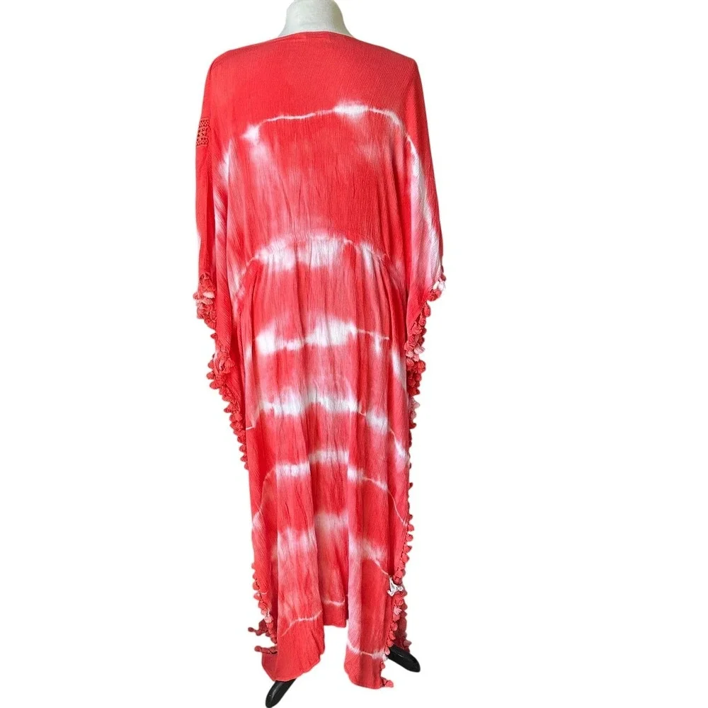 Michael Stars Kaftan Maxi Dress‎ Pink Cover Up Resort Coastal Grandmother OS